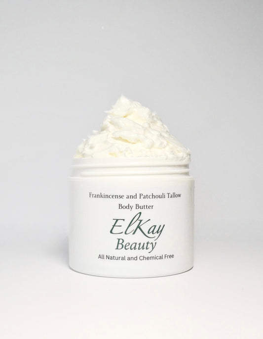 4oz Organic Frankincense and Patchouli Tallow Body Butter